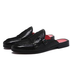 These casual Monk Strap Slip-On sandals are sure to add a stylish edge to your casual and smart wardrobe. Soft and comfy, these casual men's shoes provide a stylish look that is sure to get noticed. Wear these slip-on men's sandals with traditional attire or casual shirts and jeans for a fun and attractive look. US Size European Size Heel to Toe(cm) 6 38.0 240.0 6.5 39.0 245.0 7 40.0 250.0 8 41.0 255.0 8.5 42.0 260.0 9.5 43.0 265.0 10 44.0 270.0 11 45.0 275.0 12 46.0 280.0 12.5 47.0 285.0 13 48. Smart Wardrobe, Mens Loafers Shoes, Half Shoes, Backless Loafers, Mens Shoes Sandals, Flat Slippers, Black Slippers, Monk Strap Shoes, Monk Strap