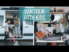 a man and two children are sitting in the back of a van