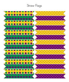 two rows of different colored polka dots and one row of green, yellow, and purple