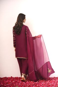 Eraj | Aghanoor Bridal Elegant Purple Salwar Kameez With Gota Work, Elegant Purple Anarkali Set With Gota Work, Purple Raw Silk Dupatta With Gota Work, Purple Raw Silk Traditional Wear With Gota Work, Purple Salwar Kameez With Gota Work For Wedding, Purple Gota Work Traditional Wear In Raw Silk, Unstitched Purple Traditional Wear With Gota Work, Purple Silk Sharara With Dupatta, Purple Silk Set With Sheer Dupatta