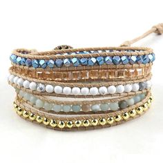 Simple yet stylish, the Heather Leather Beaded Wrap bracelet adds just a touch of natural grace and beauty to your outfit! Please note: This is a final sale product, and no returns or exchanges are accepted. Product requires extended processing and shipping time. Packages may arrive separately if ordered with other items. Adjustable Beige Beaded Bracelets With Colorful Beads, Elegant Adjustable Colorful Beaded Bracelets, Elegant Adjustable Wrap Bracelet With Colorful Beads, Elegant Gemstone Beaded Bracelets For Friendship, Elegant Adjustable Beaded Bracelets With Colorful Beads, Bohemian Beige Bracelets With Round Beads, Elegant Adjustable Wrap Bracelet With Natural Stones, Elegant Wrap Bracelet With Round Natural Stones, Trendy Beaded Beige Jewelry