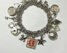 Vintage Inspired Antique Industrial Chic Charm Bracelet - Etsy UK Retro Italian, Handmade Charm Bracelets, Italian Charms, Italian Bracelet, Antique Industrial, Industrial Chic, Vintage Italian, Italian Charm Bracelet, Charm Bracelets