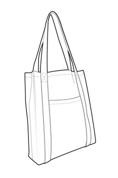 The Madrid Tote Bag - Victory Patterns Bag Flat Sketch, Leather Tote Bag Pattern, Bags Sketches, Tote Bag Drawing, Tote Bag Illustration, Bag Sketch, Accessories Design Sketch, Bag Drawing, Shopping Bag Design