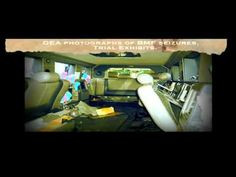 the interior of a vehicle with people in it and text that reads, dea photographs of smf bruines trial exhips