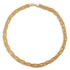 Celebrate any event with this beautifully crafted 14k yellow gold, 3-row, interlocking wheat chain from our Toscano Collection. This beautiful statement piece was made in Italy and stays true to the Italian tradition of combining fashion-forward looks with classic artistry and expert goldsmithing. The 17-inch chain features interlocking links for an unforgettable addition to your collection. Elegant Multi-strand Figaro Chain Jewelry, Gold-tone Rope Chain Jewelry For Formal Occasions, Luxury Gold Wheat Chain Jewelry, Elegant Double Strand Curb Chain Jewelry, Luxury Gold Jewelry With Wheat Chain, Gold Multi-strand Jewelry For Formal Occasions, Formal Multi-strand Gold-tone Jewelry, Luxury Multi-strand Yellow Gold Jewelry, Formal Yellow Gold Jewelry With Wheat Chain