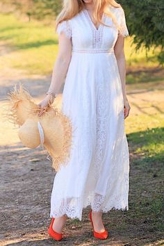 Portrait of a woman wearing a Fashion Summer Boho Long Women’s Dress. White Lace Maxi Dress, White Lace Maxi, Boho Fashion Summer, Summer Boho, Innovative Fashion, Women Long Dresses, Lace Maxi Dress, Enjoy Life, Fashion Summer