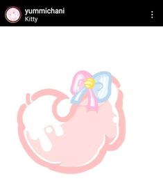 an elephant with a bow on it's head sitting next to a balloon that says yummichani kitty