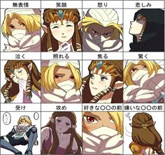 some anime characters with different facial expressions