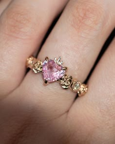 Luxury Pink Heart Ring For Valentine's Day, Pink Rose Design Jewelry For Valentine's Day, Pink Rose Design Ring For Gift, Spiritual Pink Rings For Anniversary, Pink Spiritual Rings For Anniversary, Cute Promise Rings, Pink Diamond Ring, Immaculate Heart, The Sacred Heart