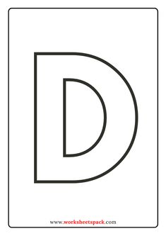 the letter d coloring page is shown in black and white, with an outline of the letter