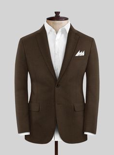 For everyday wear during colder months, there is no finer choice than our Scabal Brown Wool suit. Crafted from pure wool, the scabal suit is a versatile go-to garment that is reliably warm and breathable, drapes well and holds a decent silhouette even after years of use.   Look Includes  Scabal Brown Wool Fabric  Two Button Jacket Style  Notch Lapel  Horn Brown Buttons  Single Vent  Three Cuff Buttons  Two Welted Back Pockets on Trousers    Click 'Customize Now' to modify the look if needed. Brown Wool Suit, Grey Tweed Suit, Herringbone Tweed Jacket, White Linen Suit, Green Velvet Jacket, Peaky Blinders Suit, Royal Blue Suit, Blue Chinos, Beautiful Suit