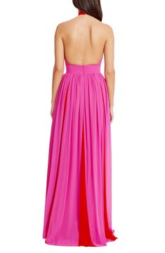 Turn heads in this vibrant two-tone gown cut from luscious chiffon and designed in a sleek halter silhouette. 57 1/2" length Hidden back-zip closure Halter neck Lined 100% polyester Machine wash, dry flat Imported Halter Gown, Shop Dress, Anniversary Sale, Halter Neck, Gowns Dresses, Beautiful Dresses, Two Tone, Dress Shop, Chiffon