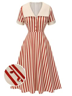 1940s Fashion Women Dress, Vintage Outfits 50s Dress, 50s Inspired Outfits, 40s Mode, 1940s Dress Pattern, American Flag Dress, 1940s Fashion Women, Fifties Dress, Vintage Christmas Dress