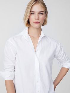 Worn by style icons of the past and present, there's something so timeless about a classic button-down shirt. Our newest addition to the line up is crafted in 100% cotton with a drop shoulder that's somewhere between structured and relaxed. For a menswear-inspired look, cuff the sleeves. | J.McLaughlin Women's Finn Shirt White, Size Medium | Cotton J Mclaughlin, White Solid, Menswear Inspired, Womens Fall, Shirt White, White Tops, Women's Tops, The Line, Drop Shoulder