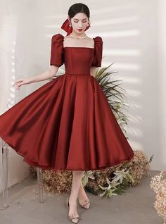 New, bubble party dress, red birthday dressMaterial:satinColor:as picture or custom colorNeckline:square neckBack details:bandageStyle:princessDress type:A-line<p>Features:cute,bubble sleeve</p><br/><p>Customized service and Rush order are available.</p><br/><p>This dress could be custom made, there are no extra cost to do custom size and color.</p><br/><p>Please leave your phone number for shipping when you order the dress.</p>&l Fitted Satin Prom Dress With Square Neck, Fitted Satin Dress With Square Neck For Prom, Prom Dresses With Square Neck In Satin, Satin Square Neck Prom Dress, Red Square Neck Dress For Wedding, Red Square Neck Wedding Dress, Square Neck Satin Prom Dress, Satin Square Neck Dress For Banquet, Red Square Neck Party Dress