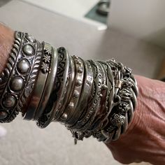 I Love Stacking My Cuffs. It’s My Design Signature And I Get Compliments All The Time. I’m Selling Quite A Few! Start Your Collection Grunge Jewelry Bracelets, Maximalist Silver Jewelry, Alt Bracelets, Y2k Bangles, Chunky Bangles, Chunky Silver Jewellery, Silver Bracelet Stack, Stacked Bracelets, Dope Jewelry Accessories