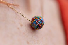 Droplette - MADE TO ORDER ~ handmade artisan bead ball chain necklace in a multicolour Playdate colour way and gold-filled or sterling silver I have had these necklaces at my in-person events for a couple of years now, but am only just now getting around to sharing them here! The perfect complement to my handwoven glass studs and drop earrings, these simple, delicate pendants are the perfect everyday necklace - just a drop of colour on a delicate chain, throw one on to coordinate with whatever y Rainbow Necklaces With Spacer Beads For Jewelry Making, Unique Jewelry With Tiny Round Beads, Unique Jewelry With Tiny Beads For Gifts, Rainbow Round Beads Jewelry Gift, Rainbow Round Beads Jewelry For Gift, Unique Small Beads As Gift, Rainbow Beaded Chain Jewelry With Round Beads, Rainbow Polished Round Bead Jewelry, Rainbow Jewelry With Beaded Round Beads