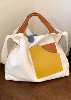 Diy Canvas Bag Sew, White Cotton Shoulder Bag For Errands, Yellow Canvas Bag With Pockets For Daily Use, Yellow Canvas Bag With Pockets For Travel, Rectangular Yellow Shoulder Bag With Pockets, Yellow Rectangular Shoulder Bag With Pockets, Yellow Cotton Bags With Pockets, White Canvas Shoulder Bag With Large Capacity, White Canvas Bag With Large Capacity For Daily Use