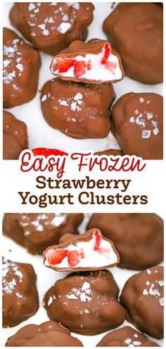 easy frozen strawberry yogurt clusters are the perfect treat to serve at any party