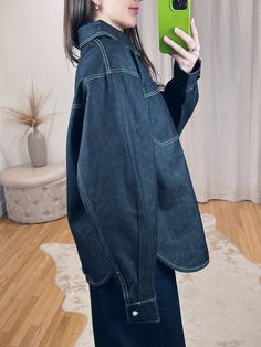 Meet your new go-to shacket! Throw on this oversized, dark wash denim button up over a dress or your favorite pair of jeans to add a chic flair to any outfit! Can even be worn as a dress if you're more petite. Have a little Canadian Tux moment and pair it with our Classic Dark Wash Jeans.100% Cotton Maclaine is 5'7 and wearing a size S/M. Dark Wash Denim, Dark Wash Jeans, Wash Jeans, Wild West, Denim Button Up, Button Up, In This Moment, Dresses, How To Wear