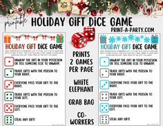 the holiday gift dice game is on display