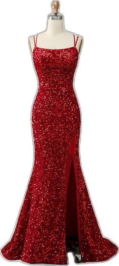 Holiday Prom Sequin Embellished Dress, Embellished Sequin Dress For Prom And Holiday, Fitted Sleeveless Glitter Gown, Sleeveless Fitted Glitter Gown, Glitter Gown For Party Season, Holiday Gala Gown With Contrast Sequin, Mermaid Party Dress With Sweep Train, Glamorous Sequin Fabric For Evening Prom, Mermaid Dresses With Sweep Train For Party