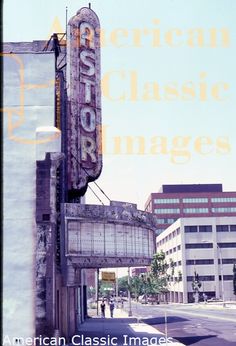 an old theater sign with the words american classic images