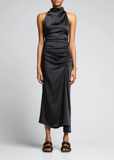 A.L.C. Inez Shirred Dress - Bergdorf Goodman Sleeveless Pre-draped Dress With Ruched Back, Ruched Asymmetrical Dress For Evening With Asymmetrical Neckline, Draped Maxi Dress With Ruched Back For Cocktail, Evening Asymmetrical Dress With Ruched Detail, Cocktail Maxi Dress With Draped Ruched Back, Cocktail Maxi Dress With Ruched Back, Ruched One-shoulder Evening Dress With Asymmetrical Hem, Evening One-shoulder Ruched Dress With Asymmetrical Hem, Ruched One Shoulder Dress With Asymmetrical Hem For Evening