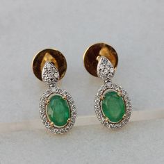 ▶️ This earrings made with natural emerald diamonds in solid 18k yellow gold,▶️ Pave Diamond Gemstone Stud Earrings, Solid 18k Yellow Gold Fine Jewelry.▶️ Gemstone Earrings, Diamond Earrings, Stud Earrings, Everyday Jewelry▶️ Special customize for Mother's day, Anniversary, Birthday Gift, Valentine, Christmas. ▶️ Item Details:18k Yellow Gold Weight:3.08 GramsDiamond Weight:0.22 CaratsGemstone:Natural EmeraldsStud Size: 14.52 x 7.18 mmItem SKU: CDFJE-0163Gemstone color may vary due to natural and Yellow Gold Oval Diamond Earrings For Formal Events, Fine Jewelry Hand Set Earrings For Formal Occasions, Formal Fine Jewelry Earrings With Hand Set, Formal Oval Yellow Gold Diamond Earrings, Formal Fine Jewelry Earrings Hand Set, Formal Yellow Gold Oval Diamond Earrings, Gold Diamond Gemstone Earrings For Anniversary, Gold Gemstone Diamond Earrings For Anniversary, Gold Oval Diamond Earrings For Wedding