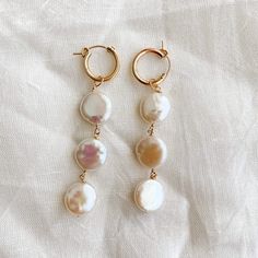 Lana Coin Pearl Drop Earrings - Adorned by Ruth Earrings Pearl Drop, Pearl Drop Earrings Gold, Earrings Gold Hoop, Big Jewelry, Drop Earrings Gold, Jewelry Bridesmaid, Coin Pearls, Jewellery Ideas, Long Dangle Earrings