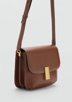 Crossbody bag with metal closure Crossbody Bag Outfit, Mango Bags, Brown Leather Crossbody Purse, Casual Purse, Brown Leather Crossbody Bag, Brown Crossbody Bag, Brown Crossbody, Brown Shoulder Bag, Leather Crossbody Purse