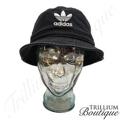 Adidas Originals Hat Bucket Hat Black & White Unisex Washed Leaf Athleisure Logo Sporty Casual Summer Athleisure Neutral Bundle & Save! We Carry A Wide Variety Of Hats In Our Closet! New With Tags! One Size Fits All Smoke-Free Home Embroidered Logo Detail 20in Circumference, 2.25in Brim Width Cotton/Polyester Sporty Bucket Hat One Size, Black Sporty Hat With Embroidered Logo, Sporty Bucket Hat, Black Bucket Hat With Curved Brim, Casual Black Bucket Hat With Curved Brim, Adidas Logo Cap For Streetwear, Sporty Cotton Bucket Hat, Summer Bucket Hat With Embroidered Logo For Streetwear, Adidas Logo Streetwear Cap