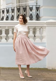 ❃ This whimsical button up opening skirt is handmade with 100% linen fabric and is available in 40 colors. The waist is fitted while the remainder of the skirt flows out giving you a slender but full body look. This chic midi skirt, with side pockets and front buttons, is great for any body type and the fitted waist gives you that hourglass feel while accentuating your beautiful curves. ❃ You can wear this versatile skirt in two ways: with buttons at the front or buttons at the back. ❃ Pair this Linen Fitted Skirt With Gathered Details, Fitted Linen Skirt With Gathered Detail, Fitted Linen Full Skirt, Linen Pleated Midi Skirt, Linen Midi-length Pleated Skirt, Fitted Linen Flared Skirt, Fitted Flared Linen Skirt, Linen Midi Skirt With Lining, Linen Full Skirt With Lining