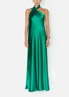 Ushuaia Dress - Emerald | Galvan London | Over The Moon Satin Styles, Dress Paris, Black Tie Attire, Paris Green, Galvan London, Beach Wedding Guest Dress, Emerald Dresses, Timeless Dress, Ushuaia