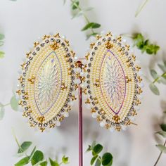 7*4.5 cm Beaded Wedding Earrings, Caribou Tufting, Indigenous Style, Eggshell Color, Beading Designs, Beadwork Ideas, Native Earrings, Native Beading, Beaded Work