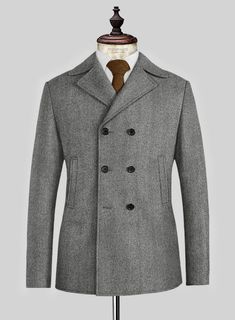 Enrich your premium collections with the most polished and refined design – our Naples Wide Herringbone Gray Tweed Pea Coat. Crafted from pure wool, this pea coat features an attractive wide herringbone pattern in a sophisticated gray shade that elevates your personality to its peak. Its smooth feel adds an incredible twist to the comfort factor, enhancing your attire with its fantastic look. Grab this pea coat that uplifts your everyday style with luxury and prominence.   Look Includes     Nap Luxury Double-breasted Tweed Outerwear, Luxury Tweed Double-breasted Outerwear, Luxury Tweed Outerwear For Business, Luxury Tweed Outerwear For Semi-formal Occasions, Double-breasted Tweed Wool Coat For Formal Occasions, Double-breasted Tweed Wool Coat For Formal, Formal Double-breasted Tweed Wool Coat, Formal Tweed Outerwear With Double Button Closure, Classic Tweed Pea Coat For Formal Occasions