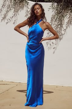 Kelora Maxi Dress - Ramona Blue Diamond Silhouette, Formal Maxi Dress, Runaway The Label, Maxi Tops, Dresses Royal, Royal Blue Dresses, Black Tie Event, Satin Maxi Dress, Glam Dresses