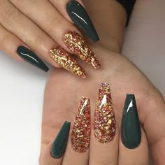 youtube: Zakia Chanell  pinterest: elchocolategirl instagram: elchocolategirl  snapchat: elchocolategirl Gold Coffin Nails, Fall Acrylic Nails, Long Acrylic, Coffin Nails Long, Acrylic Nails Coffin, Nailed It, Nails Coffin, Coffin Nails Designs, Nail Polishes