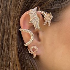 Jewelry Earrings Dragon Ear Jacket Climber Rose Gold Played Sterling Silver 925

#sponsored Luxury Ear Cuff With Matching Earrings As Gift, Luxury Gift Ear Cuff, Ear Sculpture, Silver Ear Cuff Earrings, Ear Wraps, Dragon Ear Cuffs, Snakebites, Dragon Earrings, Gold Dragon