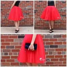 Clarisa Red Tulle Skirt - Midi  #tulle #skirt #whimsical #tulleskirt #tutu Elegant Pleated Full Tulle Skirt, Tulle Evening Skirt For Party Season, Tulle Skirt For Evening Parties, Tulle Skirt For Evening And Party Season, Spring Formal Tulle Skirt, Elegant Tulle Skirt For Cocktail, Party Season Tulle Skirt, Formal Tulle Skirt With Voluminous Fit, Party Tulle Pleated Skirt