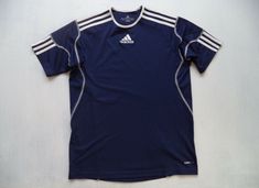 Womens Adidas fitness shirt  - Sz L 3 stripe trim pattern 100% polyester chest pit to pit - 18" (check your measurements - hard to read this label M or L) color: navy blue *pre-owned - near excellent condition Visit our eBay Store: One Maine Guy Sports Fitness Shirt, Label M, Womens Adidas, Sports Running, Sport Running, Adidas Women, Workout Shirts, Ebay Store, Skiing