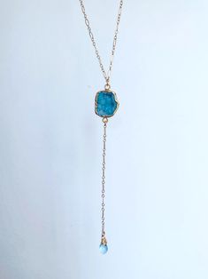 This dainty piece is so delicate and elevates any look. Easy to wear for day or night. And as always, she is one-of-a-kind! Delicate gold chain with blue geode center and small blue topaz faceted teardrop. Lobster clasp. 16" necklace and 4” drop. Blue Geode, Evil Eye Jewelry, Eye Jewelry, Bridesmaid Earrings, Something Blue, Huggies Earrings, Bridal Earrings, Blue Topaz, Gold Chains