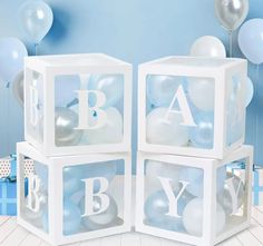 baby blocks with balloons in the shape of letters