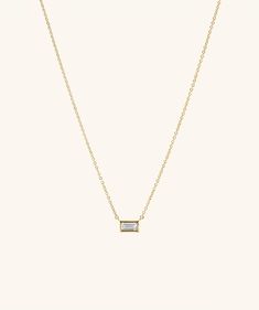 Dainty with a big impact, this lab grown diamond in a baguette setting is going everywhere with you. Oui, oui. Baguette Diamond Necklace, Baguette Necklace, Diamond Baguette, Gold Piece, Oui Oui, Baguette Diamond, White Sapphire, Gold Vermeil, Lab Grown