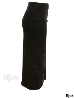 Bjux - Y2K Chic Black Split Skirt: Contemporary High-Waisted Fashion Skirt for Stylish Womens Wardrobe Black Stretch Full-length Pencil Skirt, Elegant Full-length Stretch Pencil Skirt, Solid Full-length Skirt For Night Out, Solid Full Length Skirt For Night Out, Full Length Skirt For Night Out, Full-length Solid Color Skirt For Night Out, High Waist Stretch Skirt For Formal Occasions, High Waist Stretch Maxi Skirt For Formal Occasions, Formal High Waist Stretch Maxi Skirt