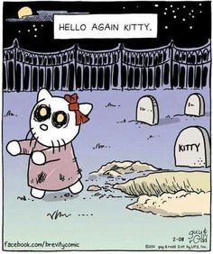 an image of hello again kitty in the graveyard