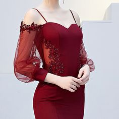 Dark Red Long Floral Off Shoulder Maxi Dress (Stunning) Burgundy Gown For Prom Party, Sheer Sleeve Sweetheart Neckline Evening Dress, Fitted Bodice Evening Dress With Sheer Sleeves For Banquets, Sheer Sleeves Fitted Bodice Evening Dress For Banquet, Fitted Burgundy Gown For Party, Floor-length Evening Gown With Sheer Sleeves, Burgundy Evening Dress For Wedding And Prom Season, Burgundy Evening Dress For Wedding Or Prom, Burgundy Evening Dress For Wedding And Prom