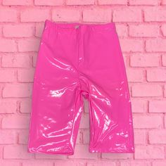 Vinyl Pink Biker Shorts Brand New With Tags Attached Size M Trendy High Waist Biker Shorts With Built-in Shorts, Trendy Stretch High Waist Bermuda Shorts, Trendy High Waist Stretch Bermuda Shorts, Trendy Fitted High Waist Bermuda Shorts, Trendy Bermuda Bottoms With Built-in Shorts, Trendy Fitted Bermuda Shorts, Trendy Short Pink Pants, Trendy Pink Short Length Pants, Trendy Short Length Pink Pants