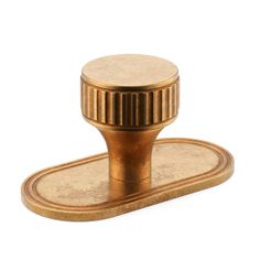 a brass plate with a round knob on it