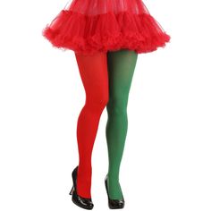 Deck the halls, but don't forget to deck yourself! This pair of exclusive Red and Green Tights for Women will make a festive addition to any outfit. The tights are made of breathable polyester and feature a comfy elastic waistband. One leg is a bright crimson, while the other is a rich green. Red Thigh High Legwear For Winter, Red Tights For Party, Red Party Tights, Red Tight Tights For Winter, Red Tight Winter Legwear, Red Stretch Stockings For Party, Red Tight Stockings For Party, Stretch Red Stockings For Party, Tight Red Tights For Party